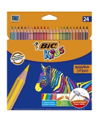 Lápis de Cor Bic Kids Evolution Stripes - 24 Unidades