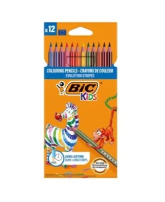 Lápis de Cor Bic Kids Evolution Stripes - 12 Unidades