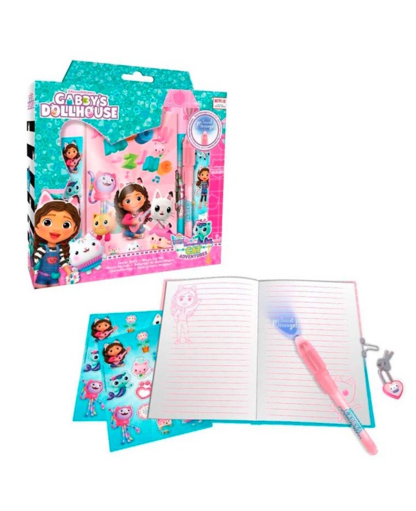 Diário Secreto + Caneta de Tinta Mágica Gabby´s Dollhouse