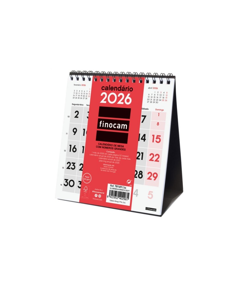 Calendário de Secretária 2026 Finocam 14x15cm