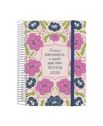 Agenda Diária A5 2026 Espiral Finocam Beta Impossível com Elástico