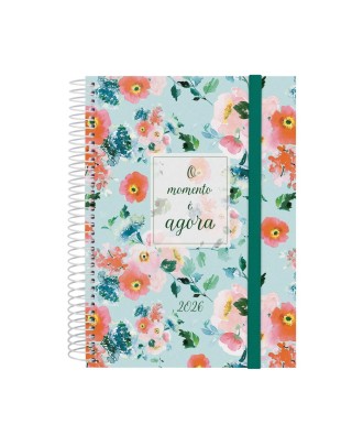 Agenda Diária A5 2026 Espiral Finicom Beta O Momento é Agora com Elástico