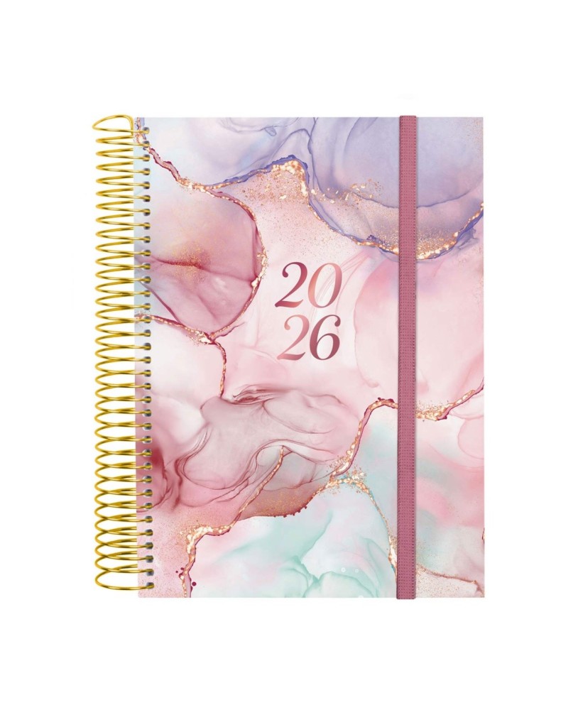 Agenda Diária A5 2026 Espiral Finocam Beta Goldy com Elástico