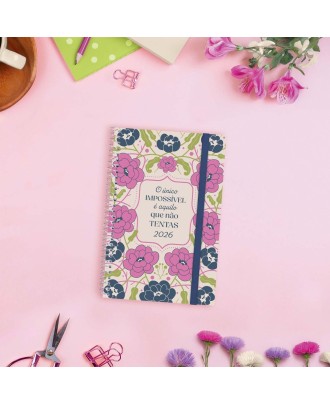 Agenda Semanal A6 2026 Espiral Finocam Beta Impossível com Elástico