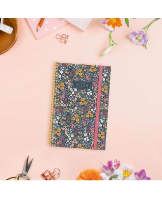 Agenda Semanal A6 2026 Espiral Finocam Beta Flora com Elástico