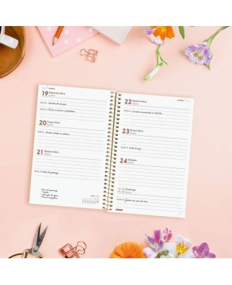 Agenda Semanal A6 2026 Espiral Finocam Beta Flora com Elástico