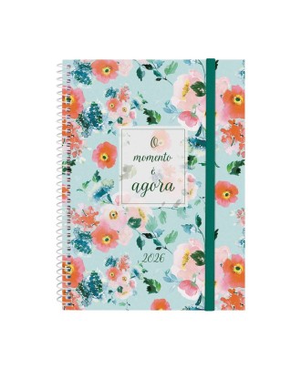 Agenda semanal A5 2026 espiral Finocam Beta Agora com elástico