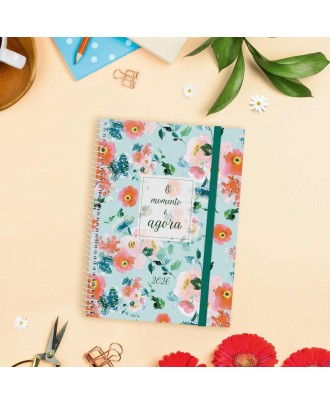 Agenda semanal A5 2026 espiral Finocam Beta Agora com elástico