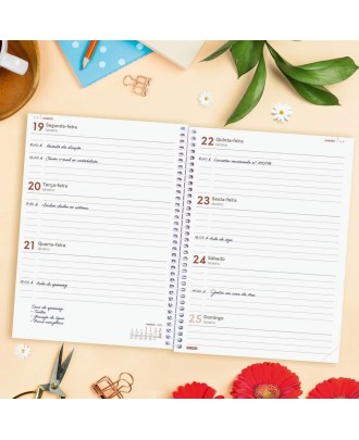 Agenda semanal A5 2026 espiral Finocam Beta Agora com elástico