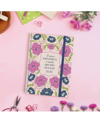 Agenda Semanal A5 2026 Espiral Finocam Beta Impossível com Elástico