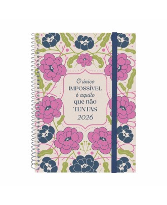 Agenda Semanal A5 2026 Espiral Finocam Beta Impossível com Elástico