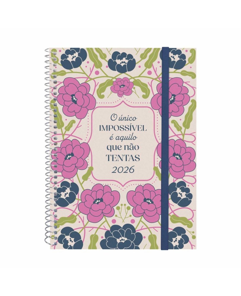 Agenda Semanal A5 2026 Espiral Finocam Beta Impossível com Elástico