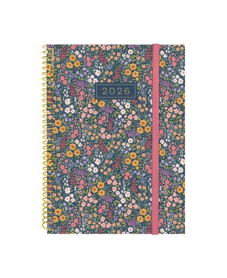 Agenda Semanal A5 2026 Espiral Finocam Beta Flora com Elástico