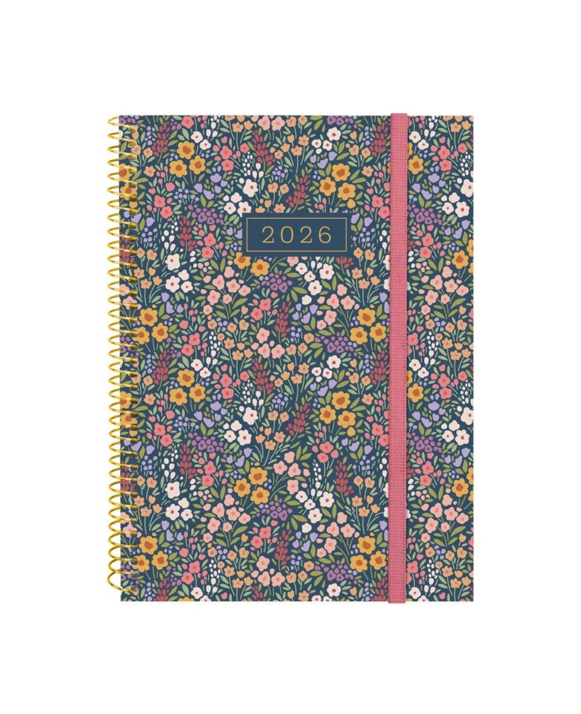 Agenda Semanal A5 2026 Espiral Finocam Beta Flora com Elástico