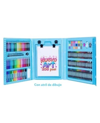 Mega Kit de Desenho para Iniciantes com Cavalete, 208 Peças Azul