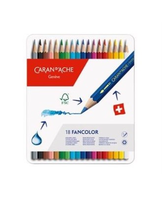 Lápis de Cor Caran d'Ache Fancolor - Caixa Metálica 18 unidades