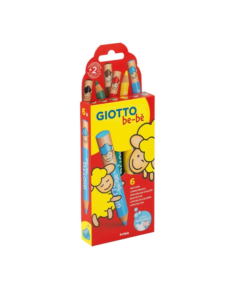 Lápis de Cor Giotto be-bé Caixa com 6 Cores + Afia