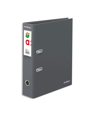 Pasta de Arquivo Ambar Ideas Lisa A4 Lombada de 80mm 2 Argolas Cinza