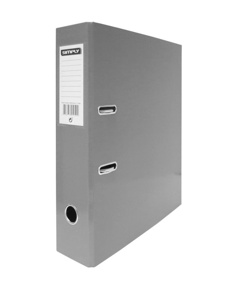 Pasta de Arquivo Simply A4 Lombada de 80mm 2 Argolas Cinza