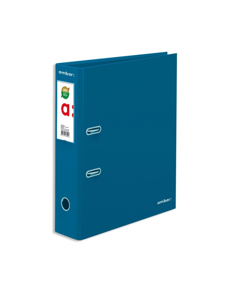 Pasta de Arquivo Ambar Ideas Lisa A4 Lombada de 80mm 2 Argolas Azul Índigo