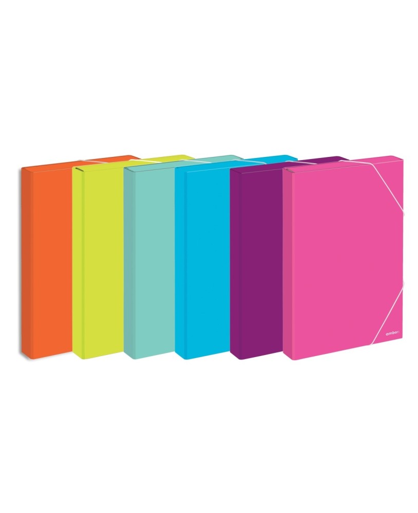 Pasta de Elásticos Almaço Ambar School Lombada de 40mm Cores Sortidas
