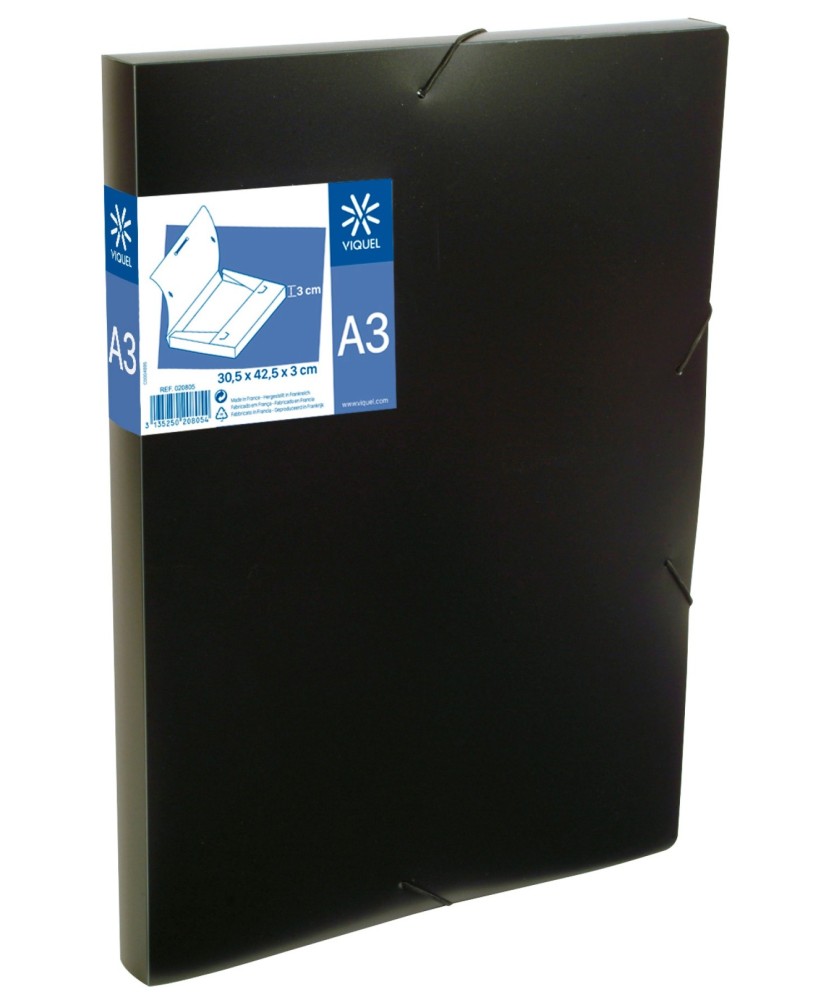 Pasta de Elásticos A3 Viquel Lombada de 30mm Preto