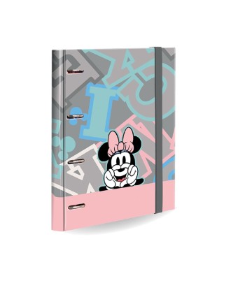 Capa Argolas com Elástico, Recarga e Separadores Minnie Mouse