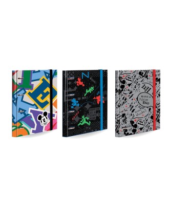 Capa Argolas com Elástico, Recarga e Separadores Mickey Mouse