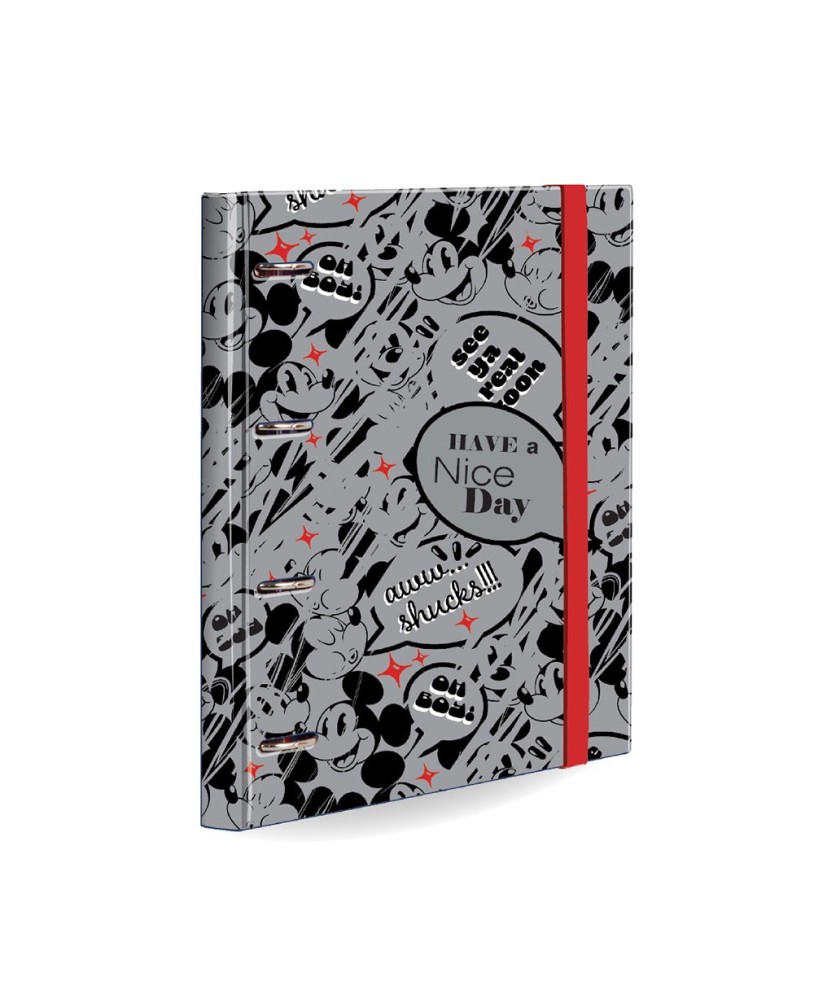 Capa Argolas com Elástico, Recarga e Separadores Mickey Mouse