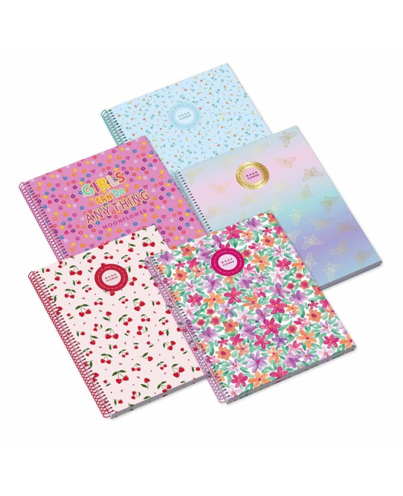Caderno A4 Capa dura Espiral Ambar Moonflower Teen Quadriculado 80 Folhas 100g Sortido