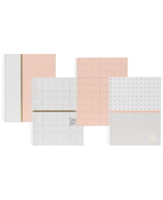 Caderno A4 Capa Dura Espiral Ancor Unique Quadriculado 80 Folhas 90g Sortido