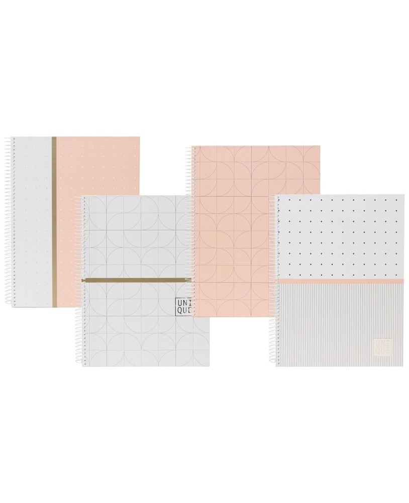 Caderno A4 Capa Dura Espiral Ancor Unique Quadriculado 80 Folhas 90g Sortido