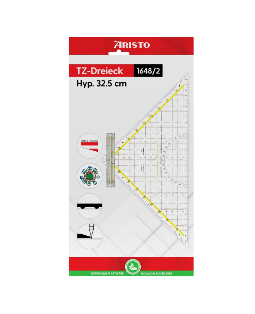 Esquadro Geométrico Aristo Geotec 45°/32,5cm com Pega