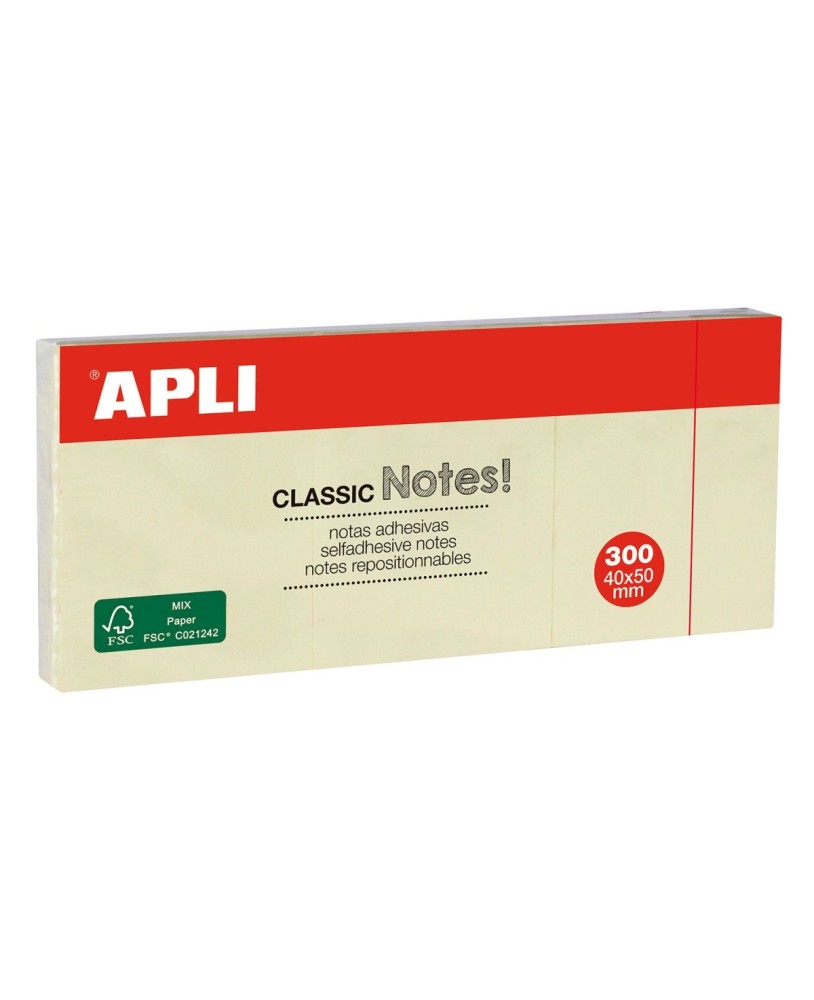 Bloco de Notas Aderentes Apli 40x50mm Amarelo - 3 Unidades