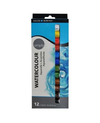 Caixa de 12 Tintas Aguarelas Daler-Rowney Simply | 12 ml