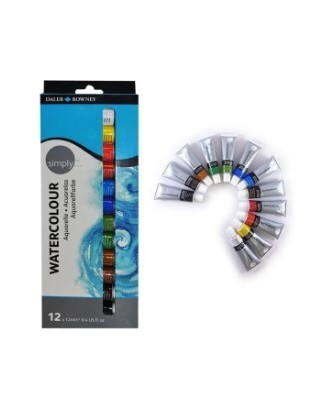 Caixa de 12 Tintas Aguarelas Daler-Rowney Simply | 12 ml