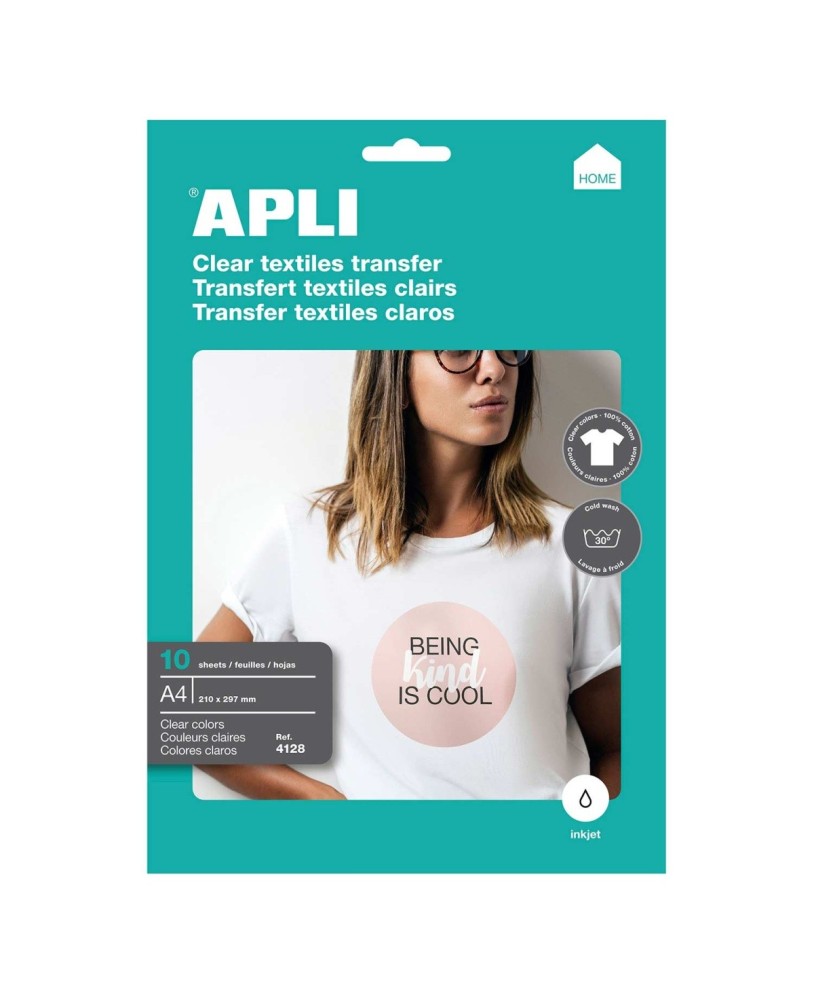 Papel Transfer para Têxteis Claros Apli Branco - 10 Folhas