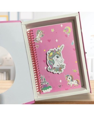 Caixa de diário íntimo unicórnio para meninas