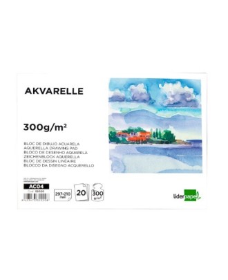 Bloco de Desenho Aguarela Colado A4 210x297mm 20 Folhas