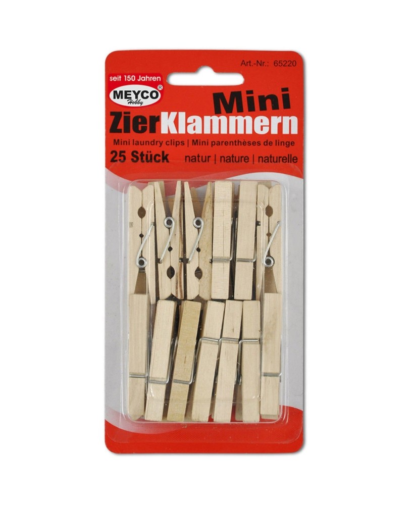 Molas de Madeira 45mm Meyco - 25 Unidades