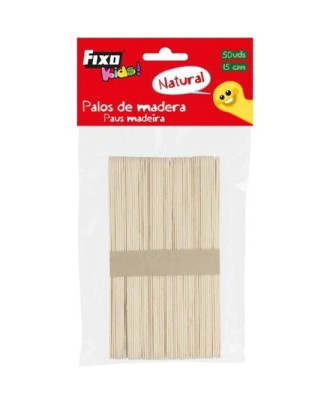 Blister com 50 Paus Madeira Natural 15cm Fixo
