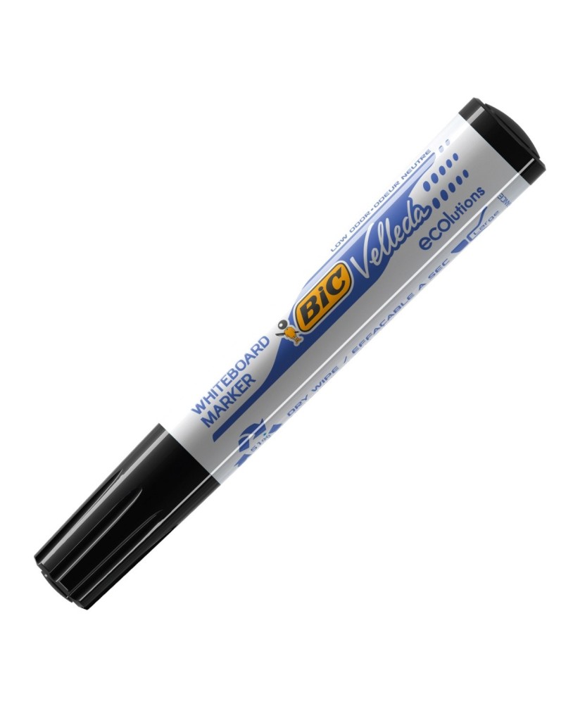 Marcador bic velleda para quadro branco Cor Preto Ponta Redonda 1,3 mm