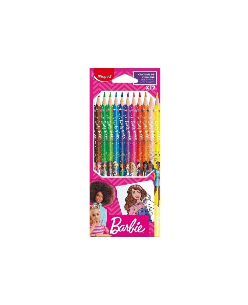 Conjunto de 12 lápis de cor Barbie