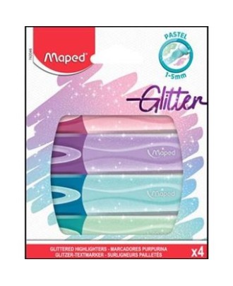 Marcador Pastel Glitter 4 Unidades