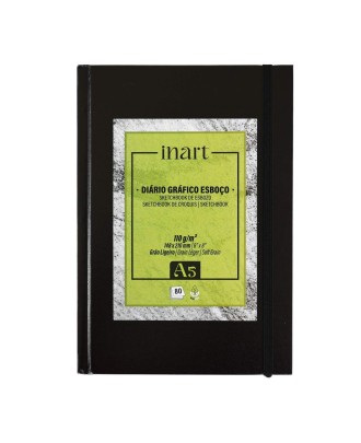 Diário Gráfico para Esboço Inart A5 110g 80 Folhas com Elástico