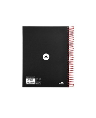 Caderno Espiral A5 Antartik Capa Forrada 120 Folhas 100g Pautado 5 Bandas de Cores 6 Furos Cor Preto.