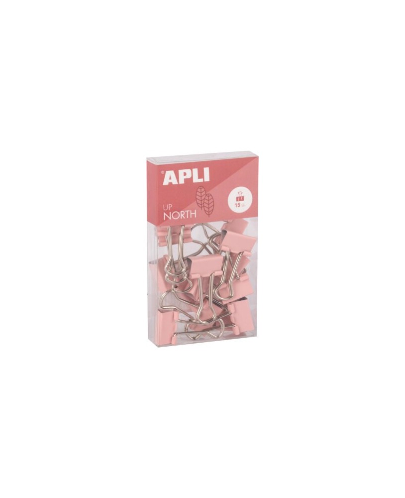 Set com 15 Molas para Papeis 19mm Apli Up North Rosa