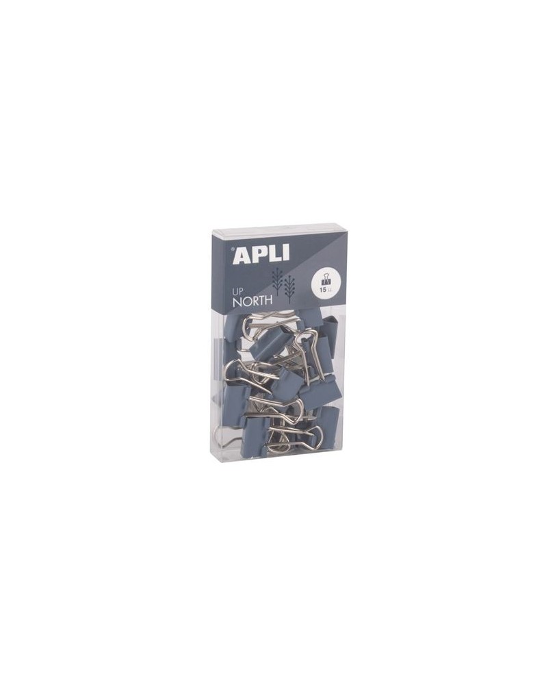 Set com 15 Molas para Papeis 19mm Apli Up North  Azul
