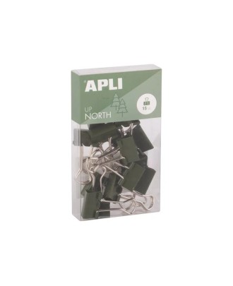 Set com 15 Molas para Papeis 19mm Apli Up North Verde