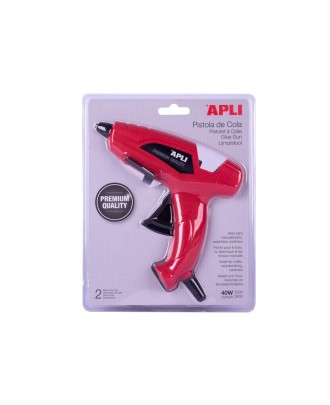 Pistola de Cola Quente Apli 40W Ø 11 mm+ 2 Recargas (1 Uni.)